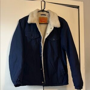 Levi's Blue and White Military Field Jacket with Sherpa Lining